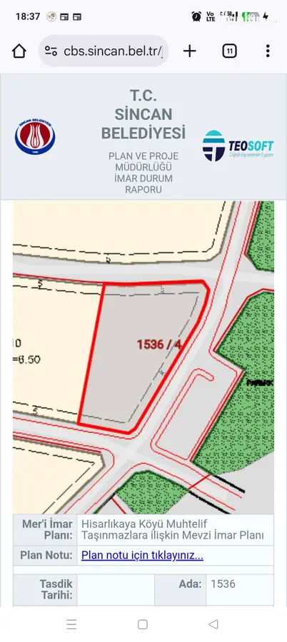 Ankara Sincan Hisarlıkaya Mahallesi 512 m² satılık villa arsa - Fotoğraf 1