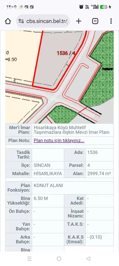 Ankara Sincan Hisarlıkaya Mahallesi 512 m² satılık villa arsa - Fotoğraf 2