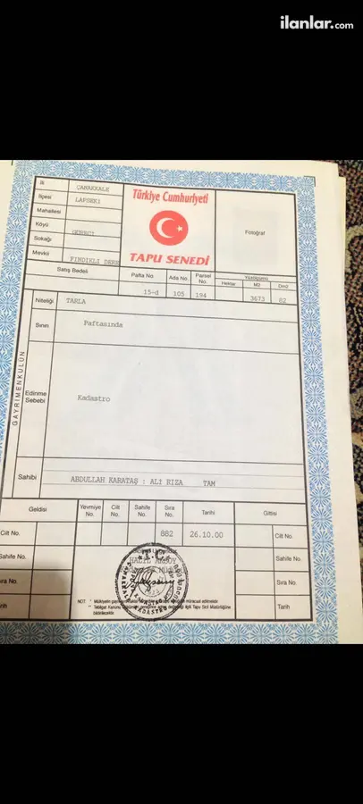 Çanakkale Lapseki Güreci Köyü Mahallesi 3.673 m² satılık arazi arsa - Fotoğraf 1