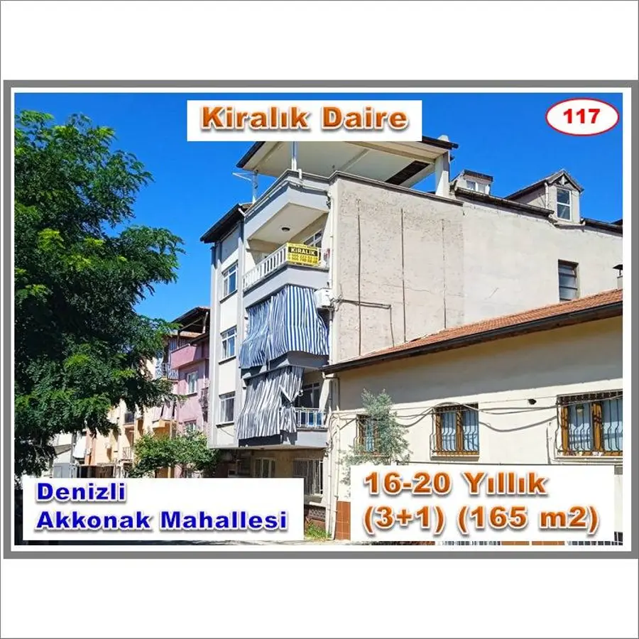 Denizli Merkezefendi Akkonak Mahallesi 3+1 160 m² kiralık daire - Fotoğraf 1