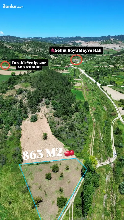 Bilecik Yenipazar Selim Köyü Mahallesi 863 m² satılık bağ & Bahçe arsa - Fotoğraf 3