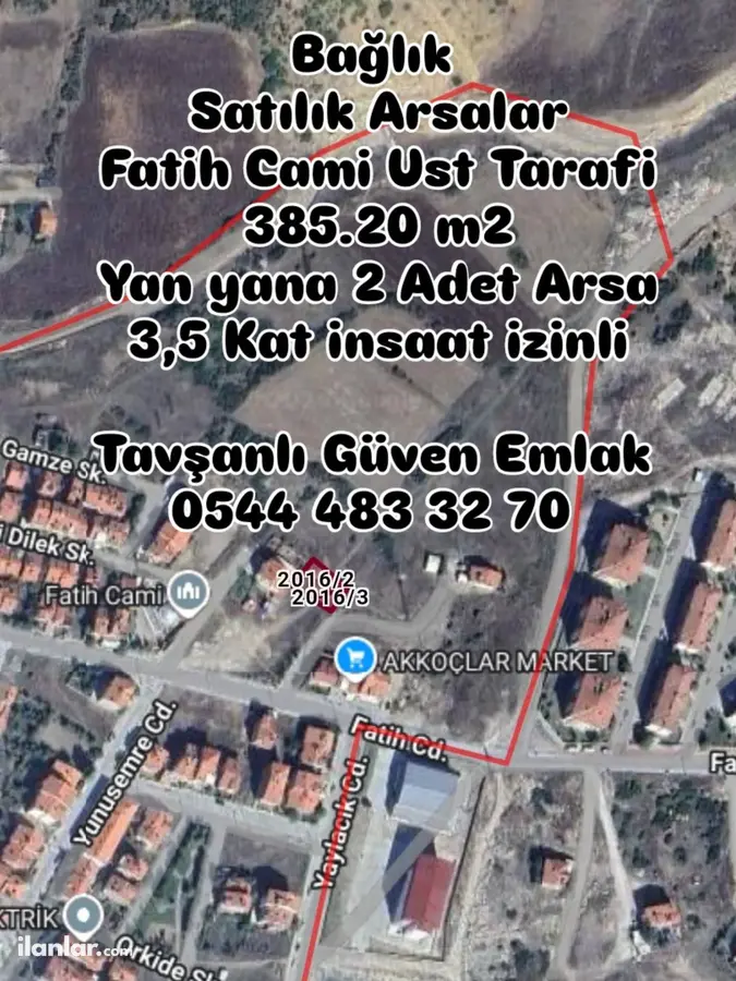 Kütahya Tavşanlı Bağlık Mahallesi 385 m² satılık konut arsa - Fotoğraf 1