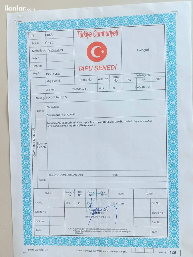 Ordu Ünye Sahilköy Mahallesi 1.664 m² satılık eğitim arsa - Fotoğraf 3
