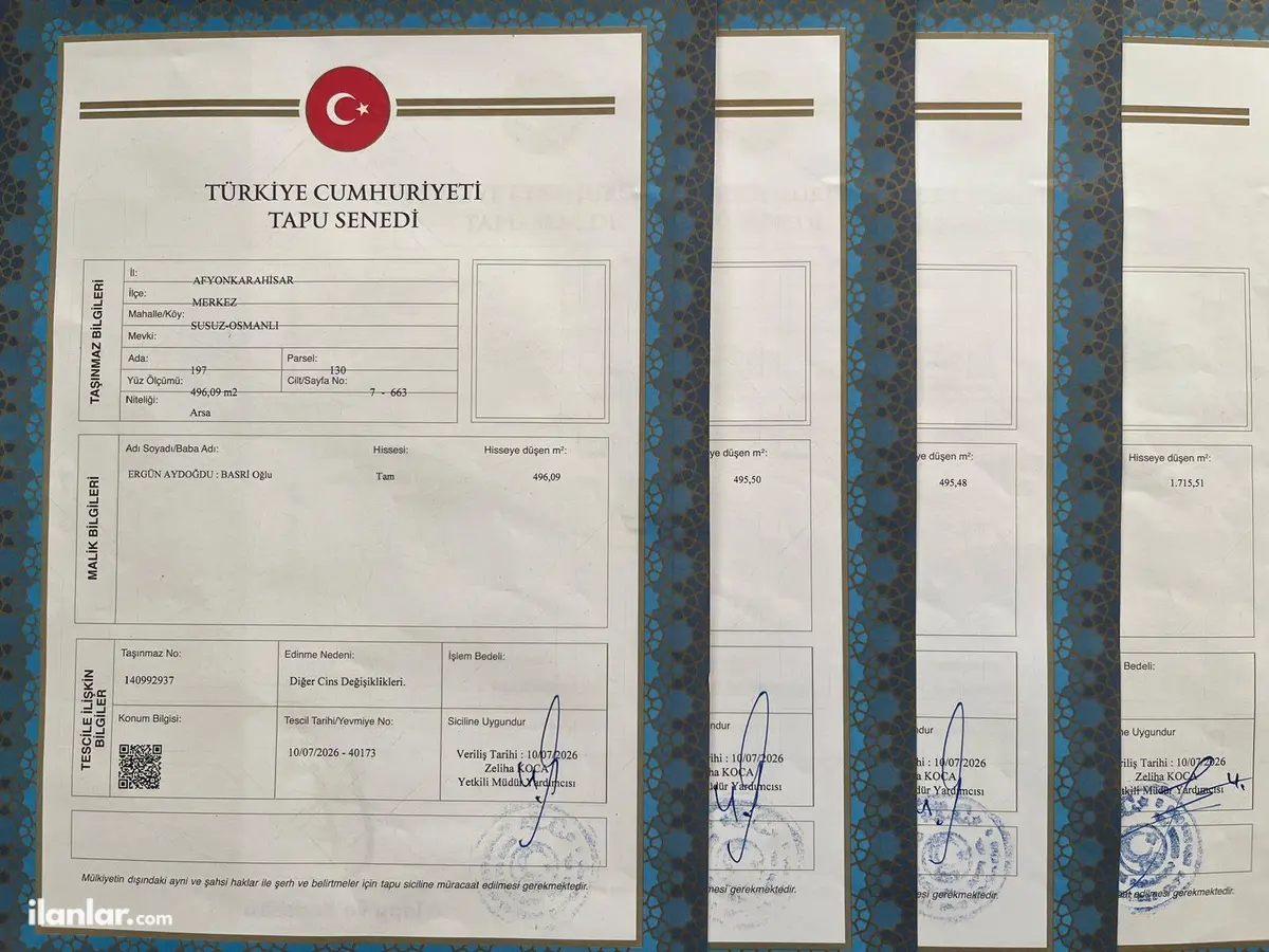 Afyonkarahisar Merkez Susuz, Osmanlı Mahallesi 495 m² satılık muhtelif Arsa arsa - Fotoğraf 3