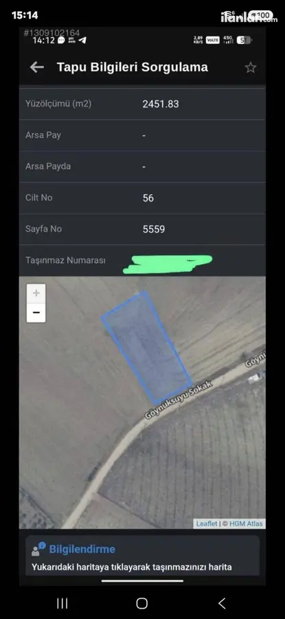 Sakarya Geyve Karacaören Mahallesi 2.451 m² satılık arazi arsa - Fotoğraf 1