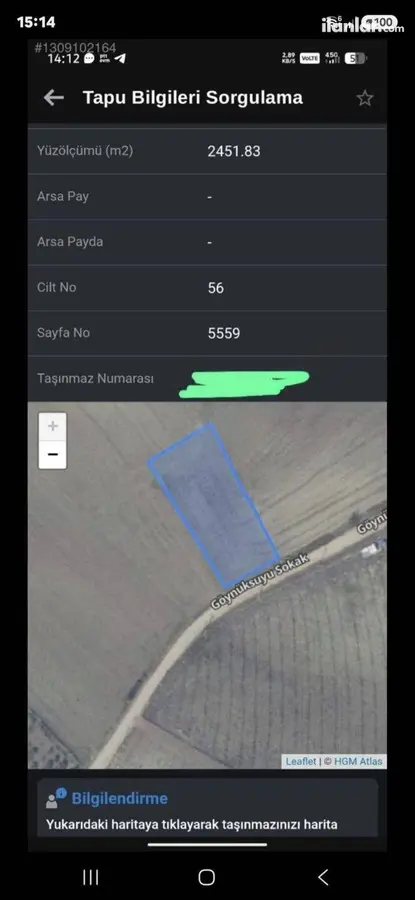 Sakarya Geyve Karacaören Mahallesi 2.451 m² satılık arazi arsa - Fotoğraf 2