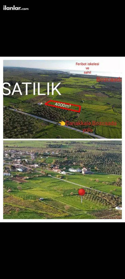 Çanakkale Ezine Çamoba Köyü Mahallesi 4.000 m² satılık tarla arsa - Fotoğraf 2