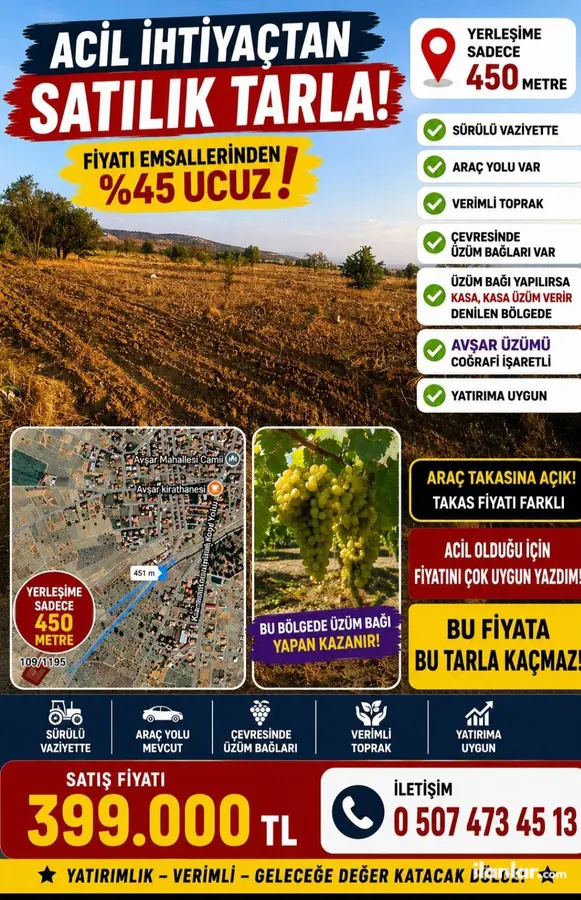 Denizli Acıpayam Avşar Mahallesi 2.848 m² satılık tarla arsa - Fotoğraf 1