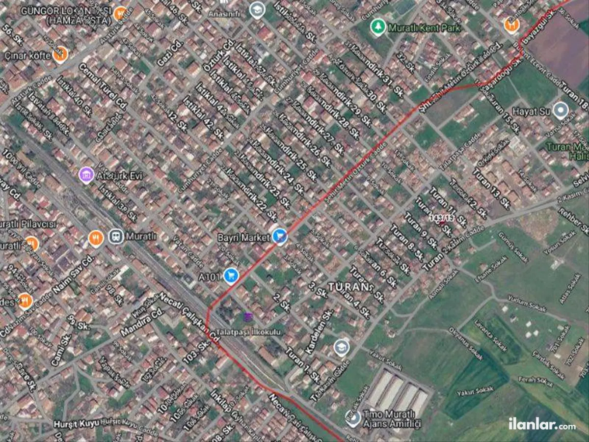Tekirdağ Muratlı Kazım Dirik-Turan Mahallesi 288 m² satılık konut arsa - Fotoğraf 2
