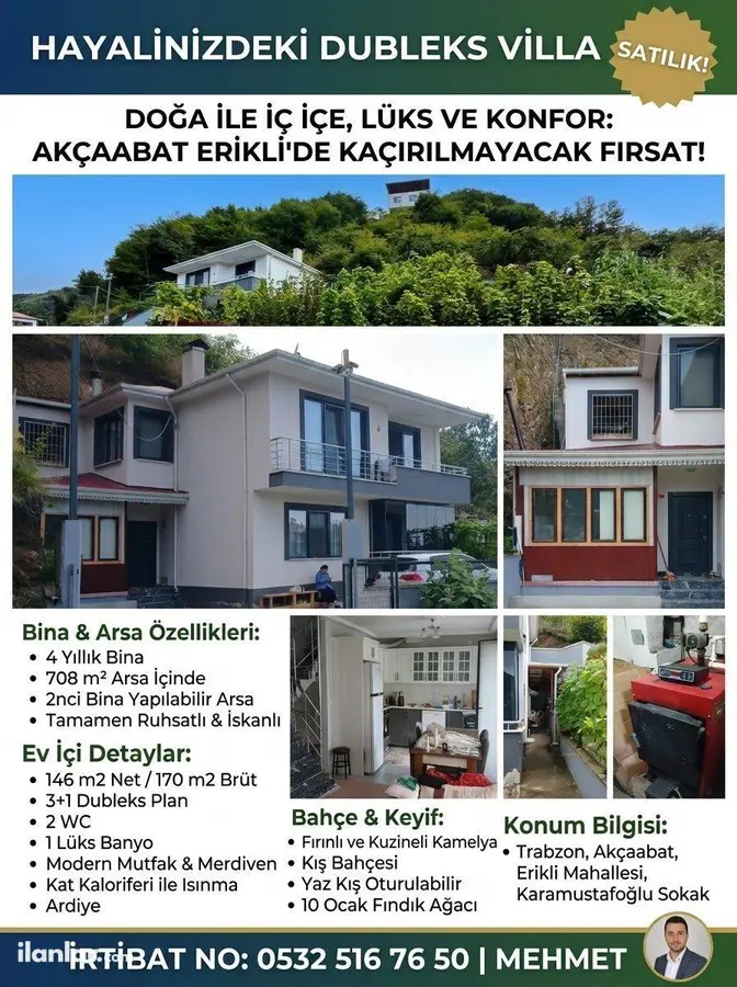 Trabzon Akçaabat Dörtyol Mahallesi 3+1 170 m² satılık müstakil Ev - Fotoğraf 1