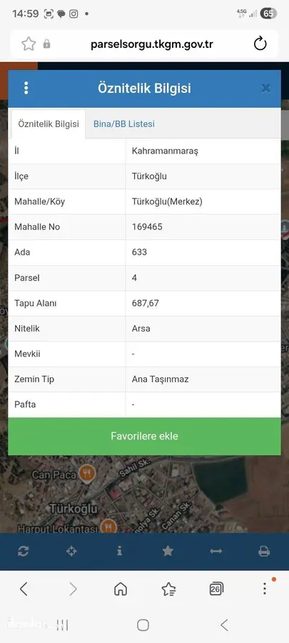 Kahramanmaraş Türkoğlu Cumhuriyet Mahallesi 688 m² satılık konut arsa - Fotoğraf 2