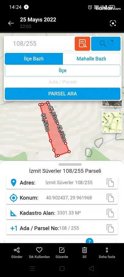 Kocaeli İzmit Süverler Mahallesi 3.301 m² satılık bağ & Bahçe arsa - Fotoğraf 2