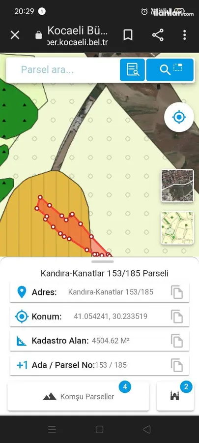 Kocaeli Kandıra Kanatlar Mahallesi 4.505 m² satılık konut arsa - Fotoğraf 1