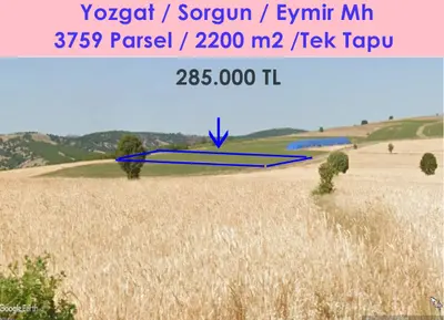 Yozgat Sorgun Eymir, Çarşıbaşı Mahallesi 2.200 m² satılık arazi arsa - Fotoğraf 1