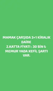 Ankara Mamak Hüseyingazi Mahallesi 3+1 125 m² kiralık ara Kat - Fotoğraf 1