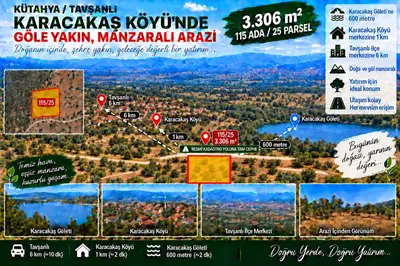Kütahya Tavşanlı Karacakaş Köyü Mahallesi 3.306 m² satılık tarla arsa - Fotoğraf 1