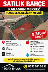 Karaman Merkez Hacıcelal Mahallesi 8.240 m² satılık bağ & Bahçe arsa - Fotoğraf 1