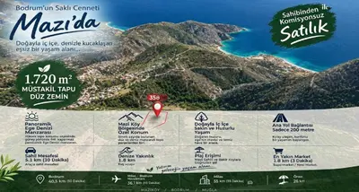 Muğla Bodrum Mazıköy Mahallesi 1.720 m² satılık tarla arsa - Fotoğraf 1