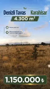 Denizli Tavas Karahisar Mahallesi 4.300 m² satılık tarla arsa - Fotoğraf 1