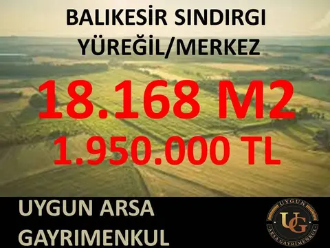 Balıkesir Sındırgı Yüreğil Mahallesi 18.168 m² satılık tarla arsa - Fotoğraf 1