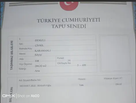 Denizli Çivril Karamanlı Mahallesi 285 m² satılık konut arsa - Fotoğraf 2