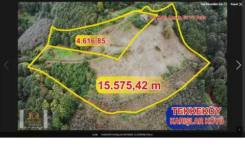 Samsun Tekkeköy Karışlar Mahallesi 15.576 m² satılık konut arsa - Fotoğraf 1