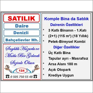 Denizli Merkezefendi Bahçelievler Mahallesi 2+1 125 m² satılık daire - Fotoğraf 2
