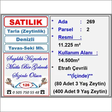 Denizli Tavas Seki Mahallesi 11.225 m² satılık tarla arsa - Fotoğraf 2