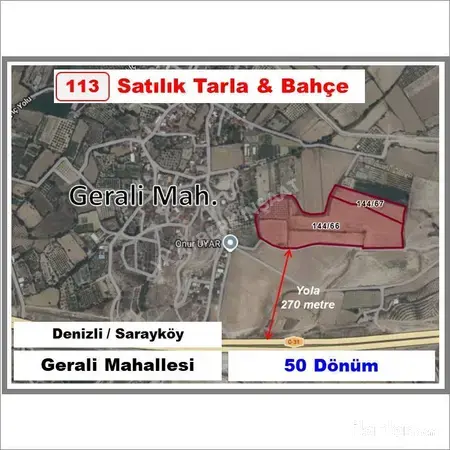 Denizli Sarayköy Gerali Mahallesi 56.122 m² satılık - Fotoğraf 1