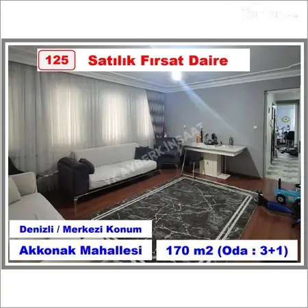 Denizli Merkezefendi Akkonak Mahallesi 3+1 185 m² satılık daire - Fotoğraf 1