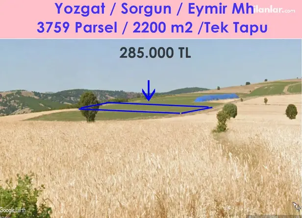 Yozgat Sorgun Eymir, Çarşıbaşı Mahallesi 2.200 m² satılık arazi arsa - Fotoğraf 1
