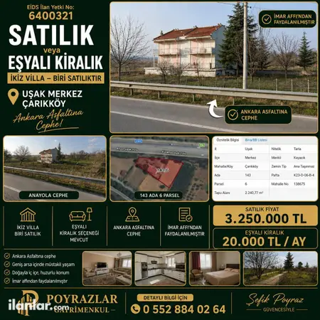 Uşak Merkez Çarık Köyü Mahallesi 4+1 220 m² satılık daire - Fotoğraf 1