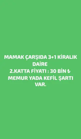 Ankara Mamak Hüseyingazi Mahallesi 3+1 125 m² kiralık ara Kat - Fotoğraf 1