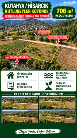 Kütahya Hisarcık Kutlubeyler Köyü Mahallesi 706 m² satılık - Fotoğraf 1
