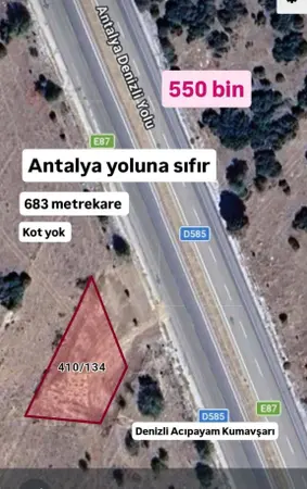 Denizli Acıpayam Kumafşarı Mahallesi 683 m² satılık - Fotoğraf 1