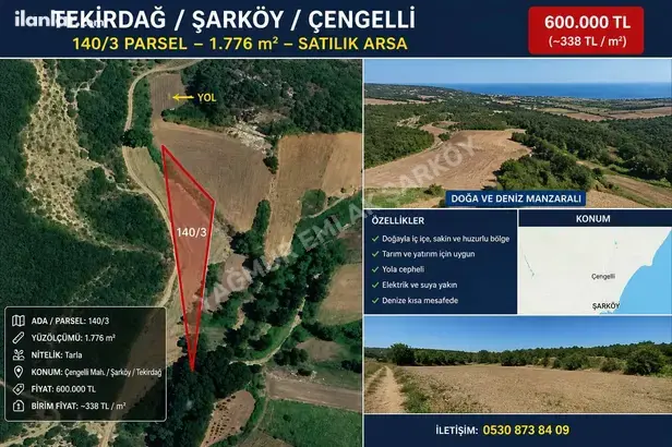 Tekirdağ Şarköy Çengelli Mahallesi 1.776 m² satılık - Fotoğraf 1