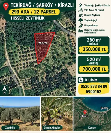 Tekirdağ Şarköy Kirazlı Mahallesi 260 m² satılık - Fotoğraf 1