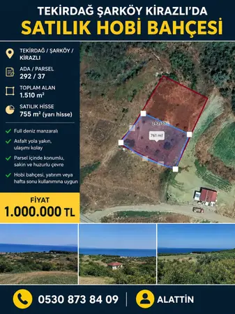 Tekirdağ Şarköy Kirazlı Mahallesi 755 m² satılık - Fotoğraf 1