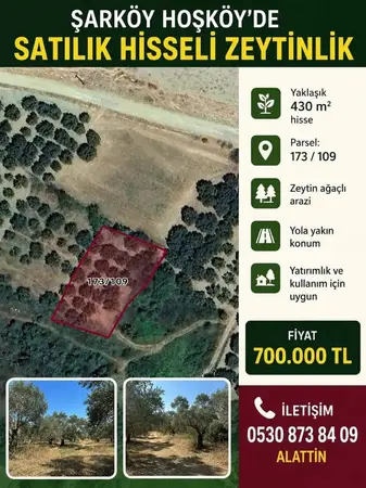 Tekirdağ Şarköy Hoşköy Mahallesi 430 m² satılık - Fotoğraf 1