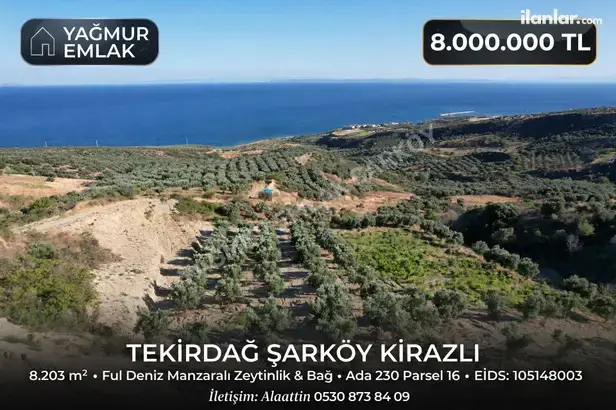 Tekirdağ Şarköy Kirazlı Mahallesi 8.200 m² satılık - Fotoğraf 1