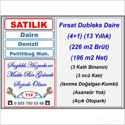 Denizli Pamukkale Pelitlibağ Mahallesi 4+1 226 m² satılık daire - Fotoğraf 2