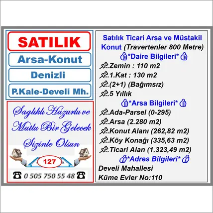 Denizli Pamukkale Develi Mahallesi 2.280 m² satılık ticari arsa - Fotoğraf 2