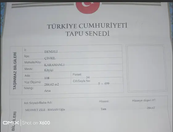 Denizli Çivril Karamanlı Mahallesi 285 m² satılık konut arsa - Fotoğraf 2