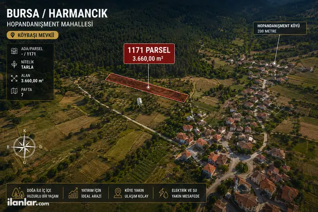Bursa Harmancık Hopandanişment Mahallesi 3.700 m² satılık muhtelif Arsa arsa - Fotoğraf 2