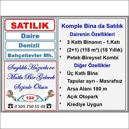 Denizli Merkezefendi Bahçelievler Mahallesi 2+1 125 m² satılık daire - Fotoğraf 2