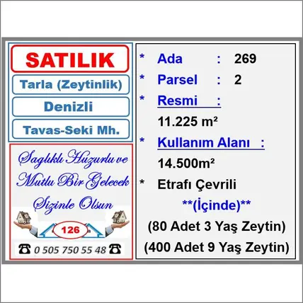 Denizli Tavas Seki Mahallesi 11.225 m² satılık tarla arsa - Fotoğraf 2