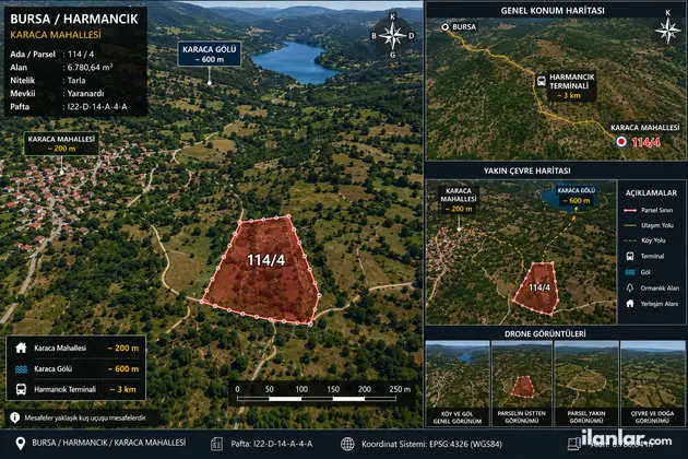 Bursa Harmancık Karaca Mahallesi 6.800 m² satılık muhtelif Arsa arsa - Fotoğraf 2