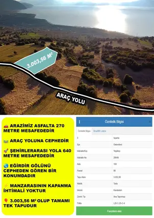Isparta Gelendost Yeşilköy Köyü Mahallesi 3.025 m² satılık tarla arsa - Fotoğraf 2