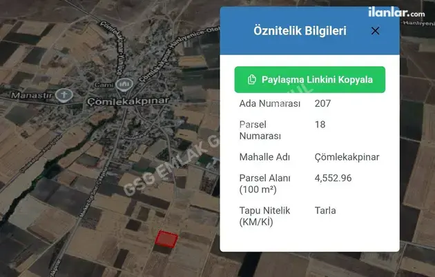 Edirne Lalapaşa Çömlekakpınar Köyü Mahallesi 4.552 m² satılık tarla arsa - Fotoğraf 2