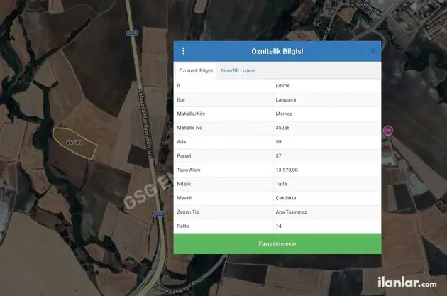 Edirne Lalapaşa Merkez Mahallesi 13.578 m² satılık tarla arsa - Fotoğraf 3